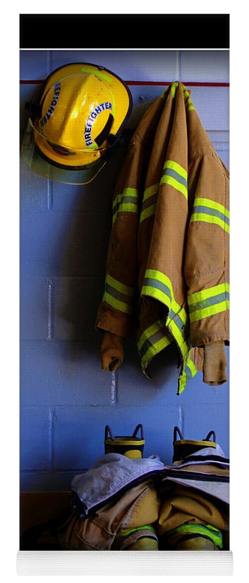 Fireman Yoga Mat featuring the photograph Protect and Serve by Farol Tomson
