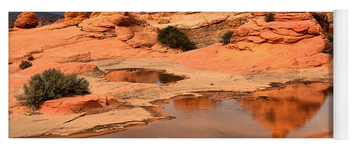 Coyote Buttes Yoga Mat featuring the photograph Puddles In The Desert Landscape by Adam Jewell