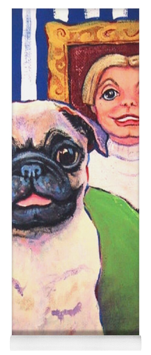 Pug Yoga Mat featuring the painting Pug - Beth Ann and Butch by Rebecca Korpita