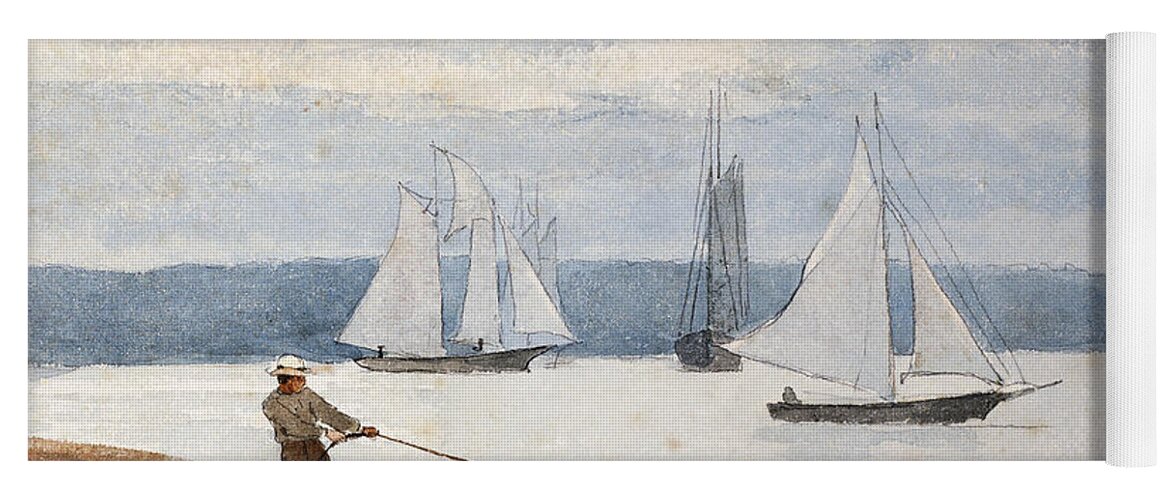 Man Yoga Mat featuring the painting Pulling the Dory by Winslow Homer