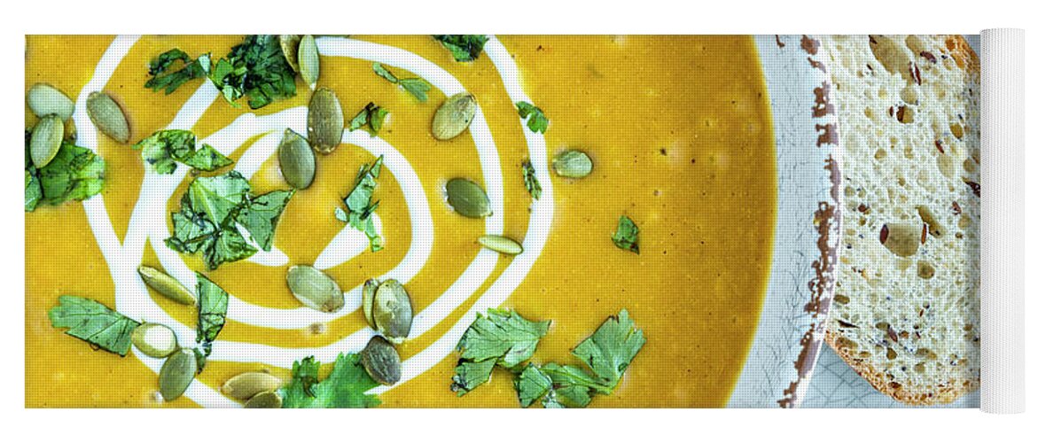 Appetizer Yoga Mat featuring the photograph Pumpkin Soup for Dinner by Teri Virbickis