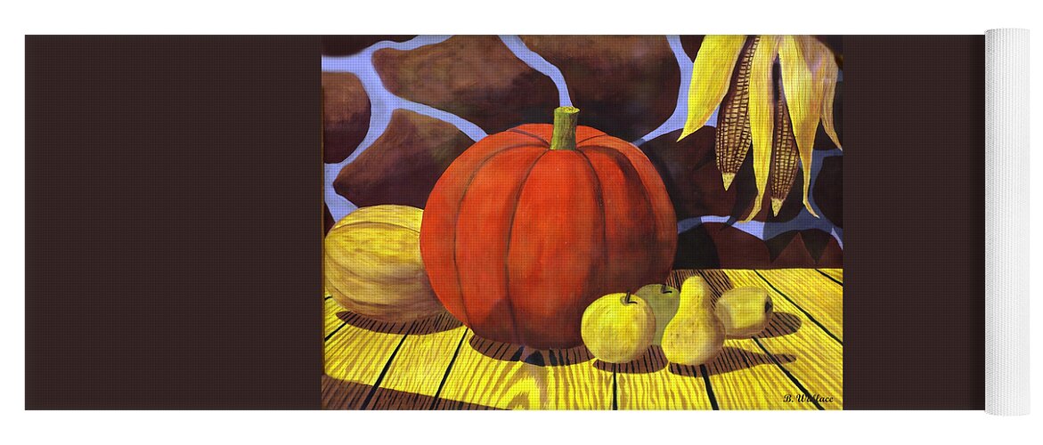 2d Yoga Mat featuring the painting Pumpkin Still Life - Homage to Jon Gnagy by Brian Wallace