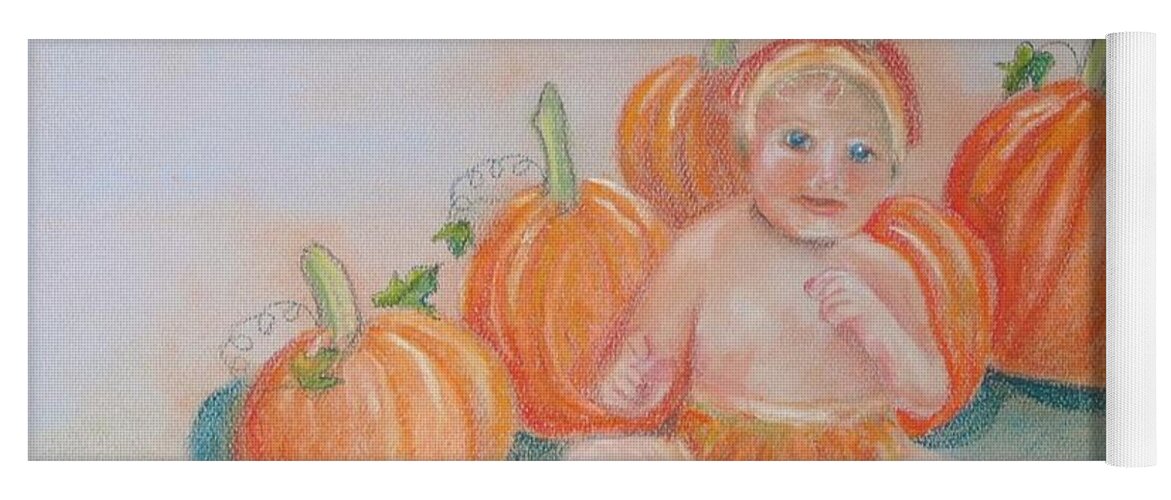 Baby Yoga Mat featuring the drawing Pumpkin Surprise by Carol Allen Anfinsen