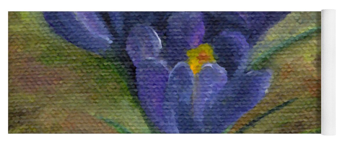 Blue Yoga Mat featuring the painting Purple Crocus by FT McKinstry