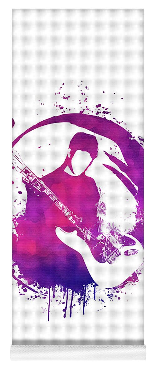 Purple Yoga Mat featuring the digital art Purple Guitarist by Justyna Jaszke JBJart