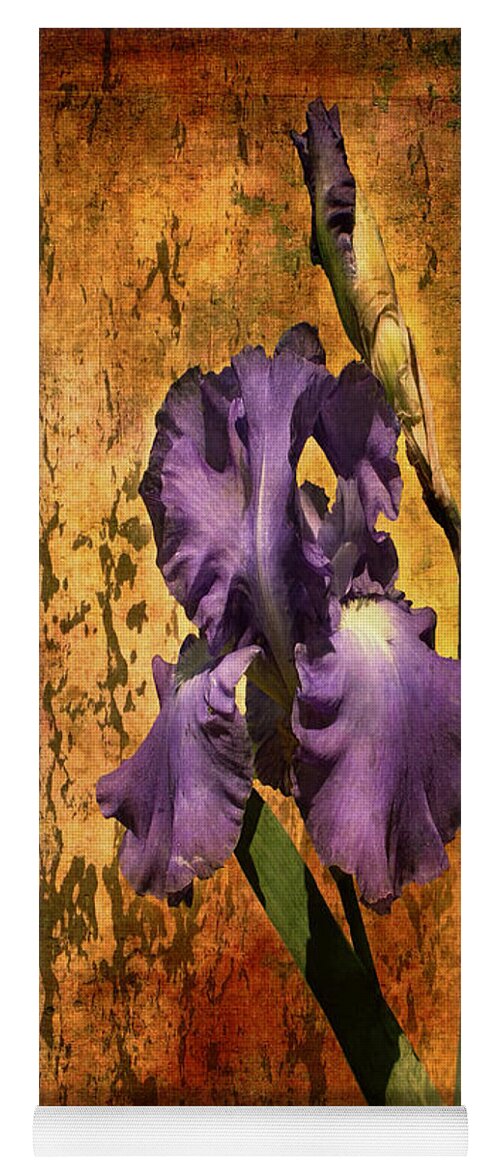 Purple Iris At Sunset Yoga Mat featuring the photograph Purple Iris At Sunset by Bellesouth Studio