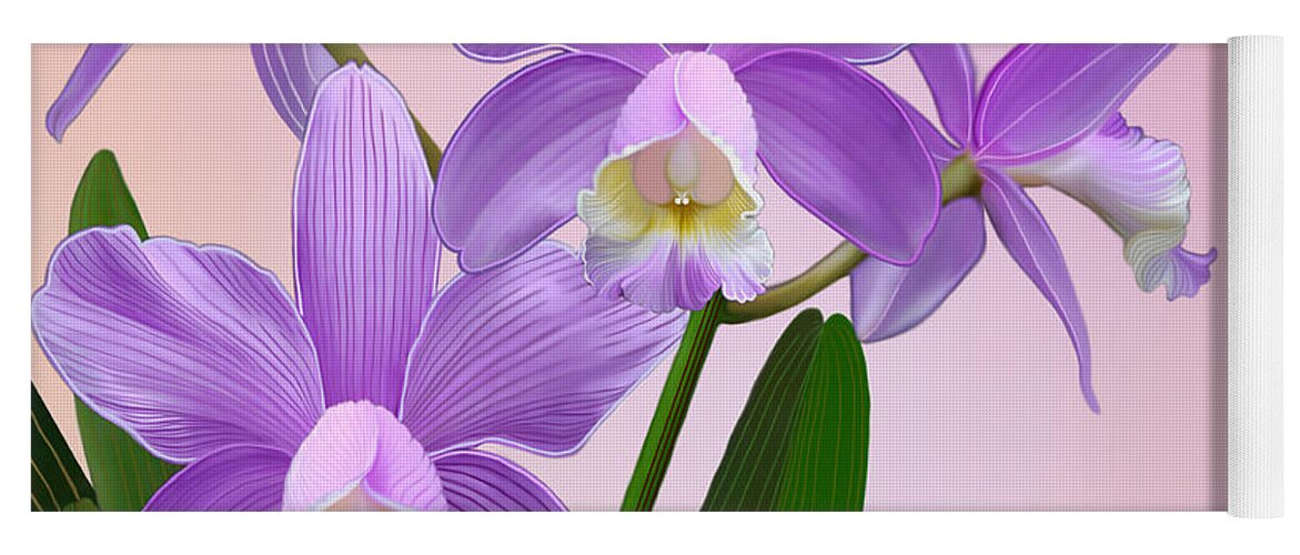 Purple Yoga Mat featuring the mixed media Purple Orchids by Anthony Seeker