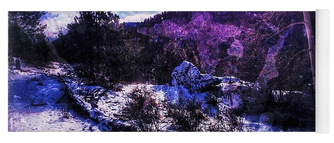 Purple Yoga Mat featuring the digital art Purple Snow by Dan Miller