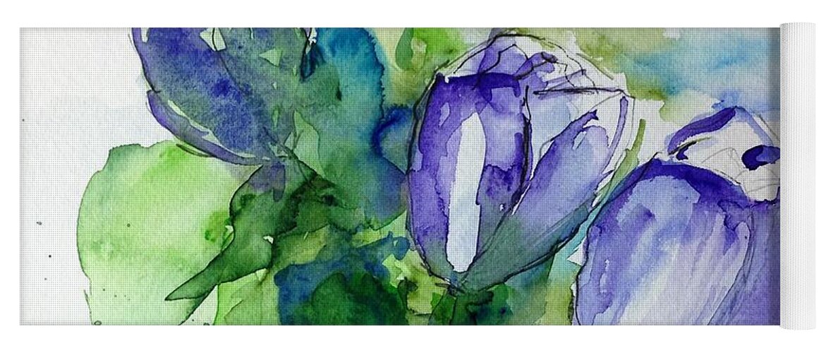 Flower Yoga Mat featuring the painting purple Tulips by Britta Zehm