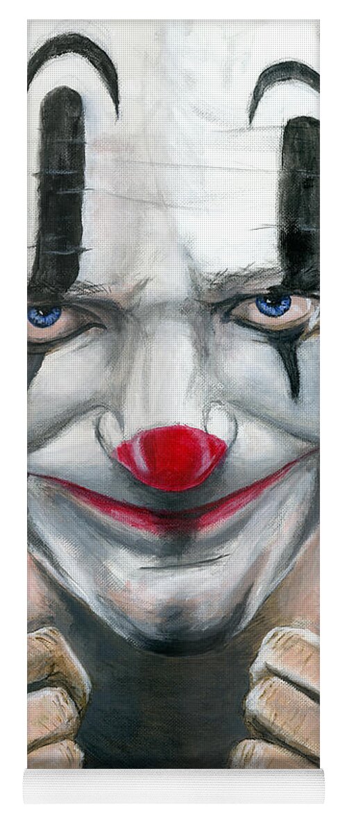Clown Yoga Mat featuring the painting Put on a Happy Face by Matthew Mezo