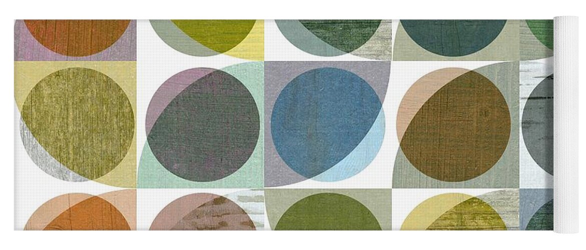 Quarter Round Yoga Mat featuring the digital art Quarter Circles Layer Project Three by Michelle Calkins