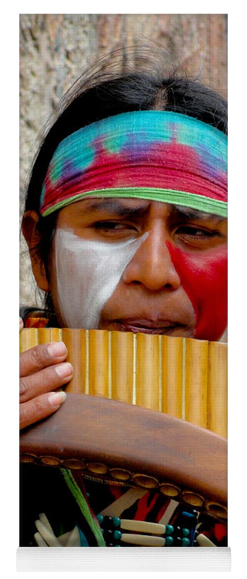 Al Bourassa Yoga Mat featuring the photograph Quechuan Pan Flute Player by Al Bourassa