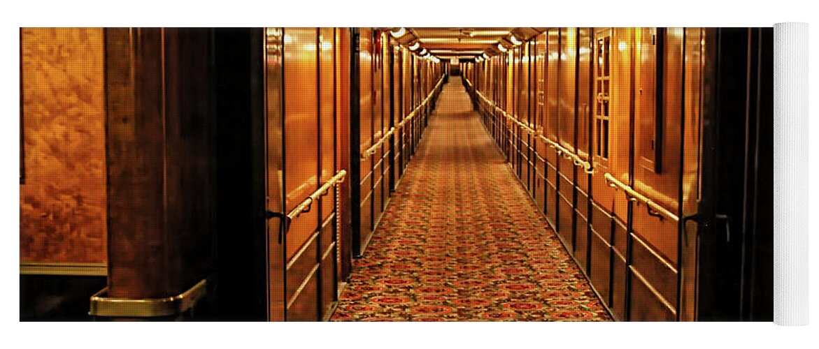 Queen Mary Yoga Mat featuring the photograph Queen Mary Hallway by Mariola Bitner
