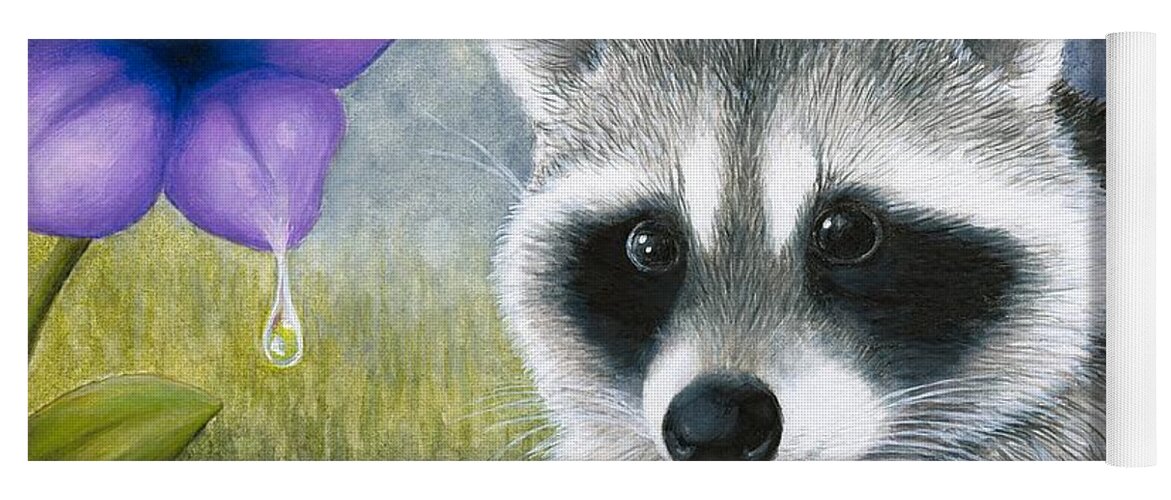 Raccoon Yoga Mat featuring the painting Raccoon 20 by Lucie Dumas