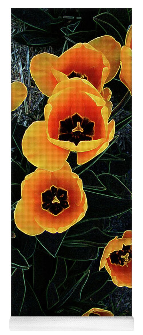 Tulips Yoga Mat featuring the mixed media Radiant Tulips by Kae Cheatham