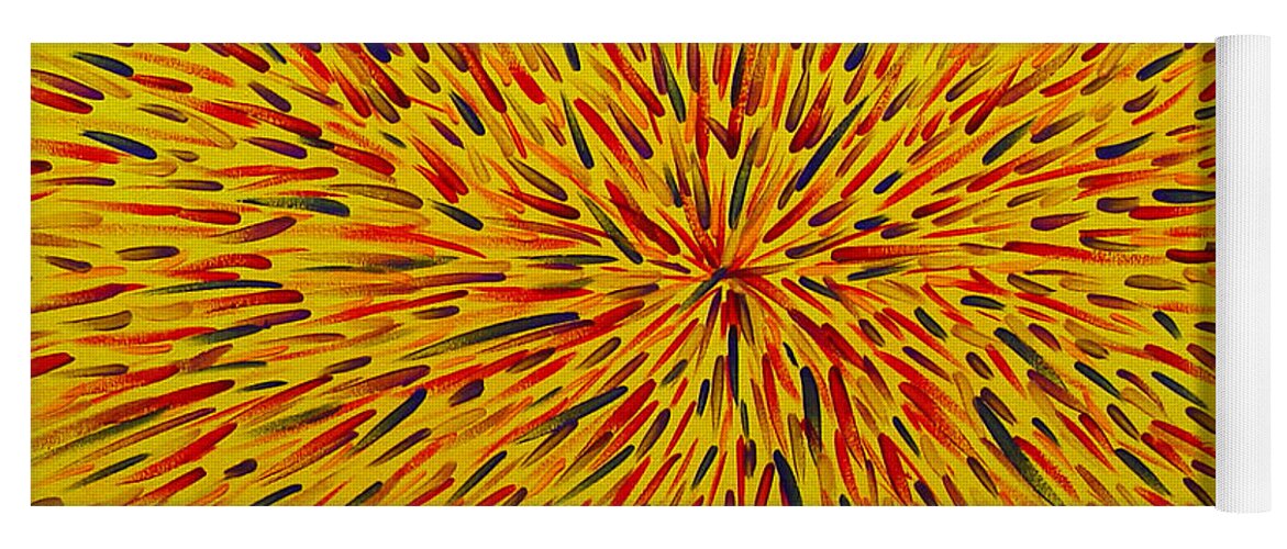 Radiation Yoga Mat featuring the painting Radiation Yellow by Dean Triolo