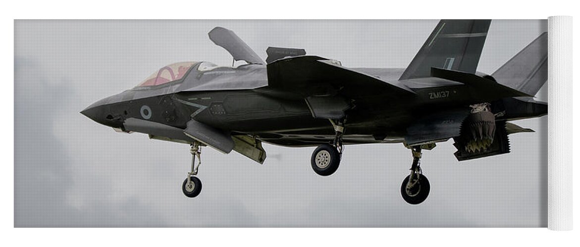 F35 Yoga Mat featuring the digital art RAF F35B Hover by Airpower Art