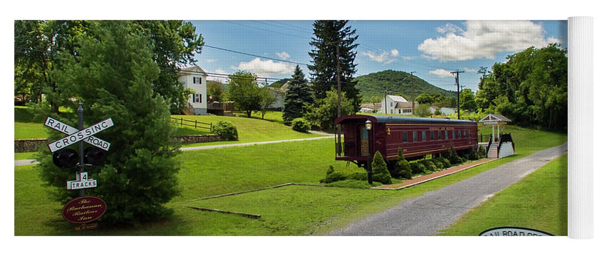 Buchanan Yoga Mat featuring the photograph Rail Car Inn Virginia by Star City SkyCams