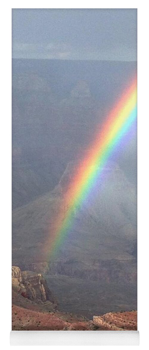 Rainbow Yoga Mat featuring the photograph Rainbow Meets Mather Point by Michael Oceanofwisdom Bidwell