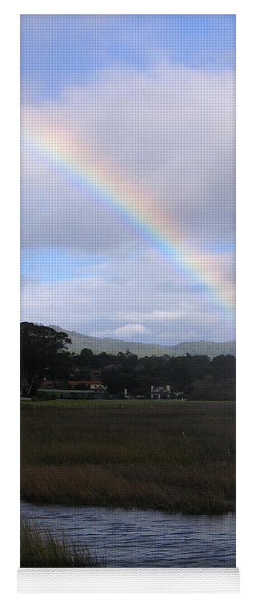 Rainbow Yoga Mat featuring the photograph Rainbow Over Carmel Wetlands by James B Toy