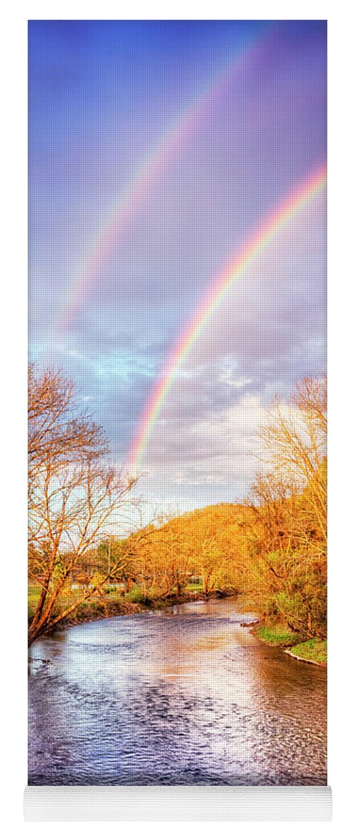 Appalachia Yoga Mat featuring the photograph Rainbow Over the River II by Debra and Dave Vanderlaan