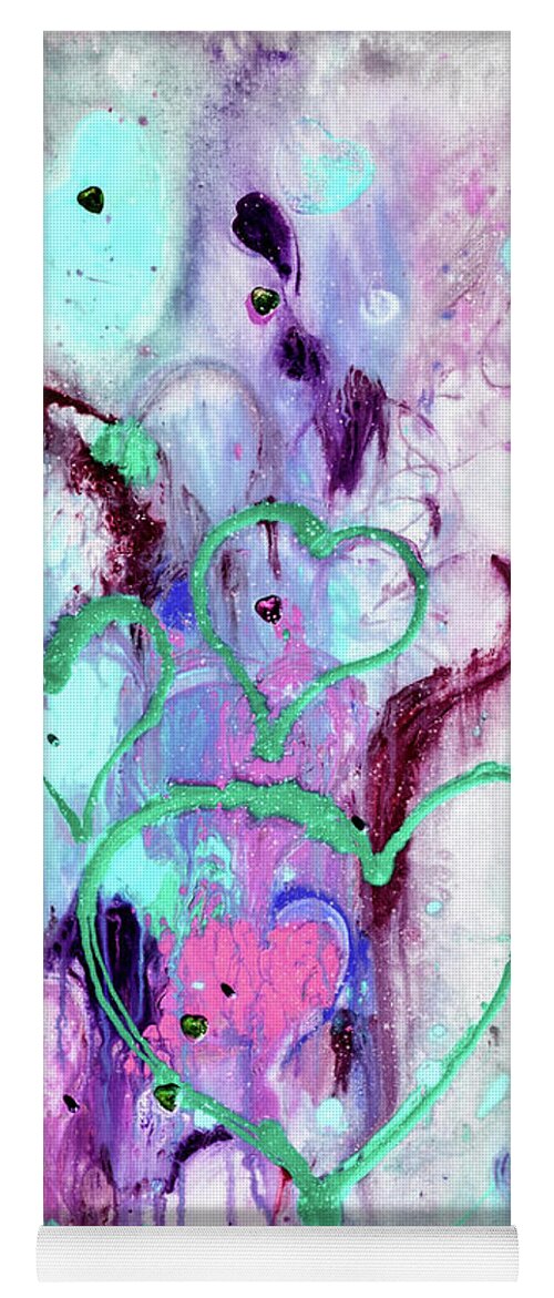 Abstract Yoga Mat featuring the painting Raining Love by Gina De Gorna