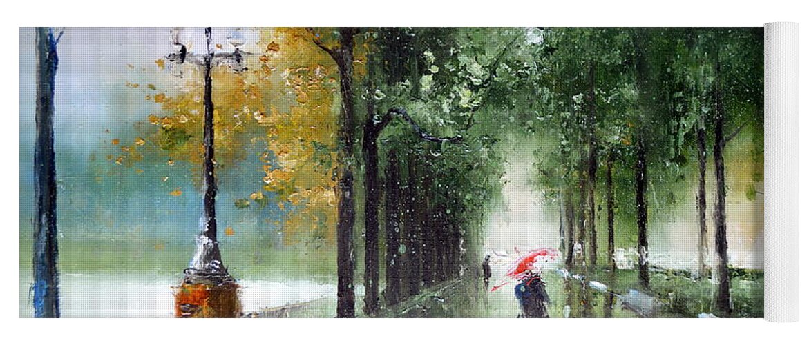 Russian Artists New Wave Yoga Mat featuring the painting Rainy Autumn by Igor Medvedev