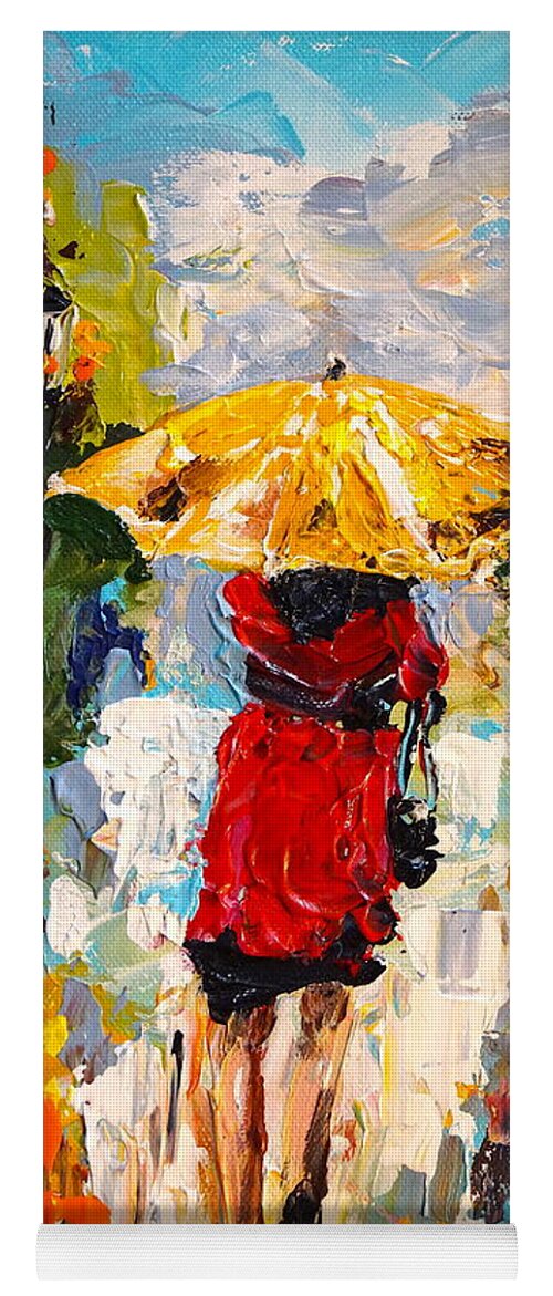 Girl Yoga Mat featuring the painting Rainy Days by Alan Lakin