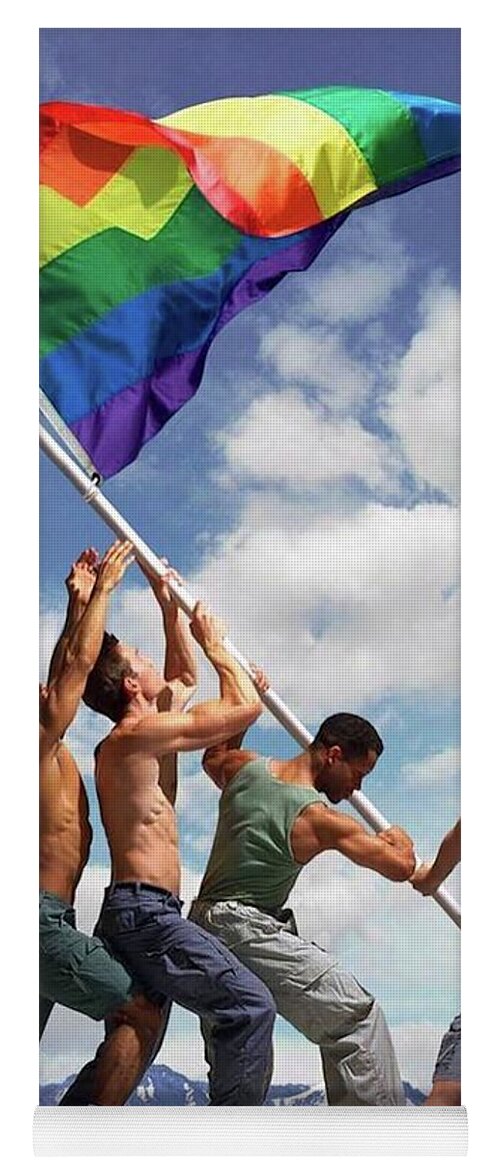 Troy Caperton Yoga Mat featuring the painting Raising the Rainbow Flag by Troy Caperton