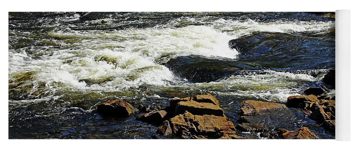 Dalles Rapids Yoga Mat featuring the photograph Rapids And Rocks by Debbie Oppermann