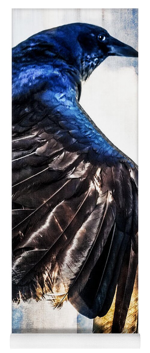 Grackle Yoga Mat featuring the photograph Raven Attitude by Carolyn Marshall