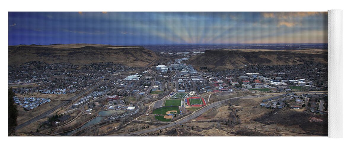 Anticrepuscular Yoga Mat featuring the photograph Rays Over Golden by Brian Gustafson