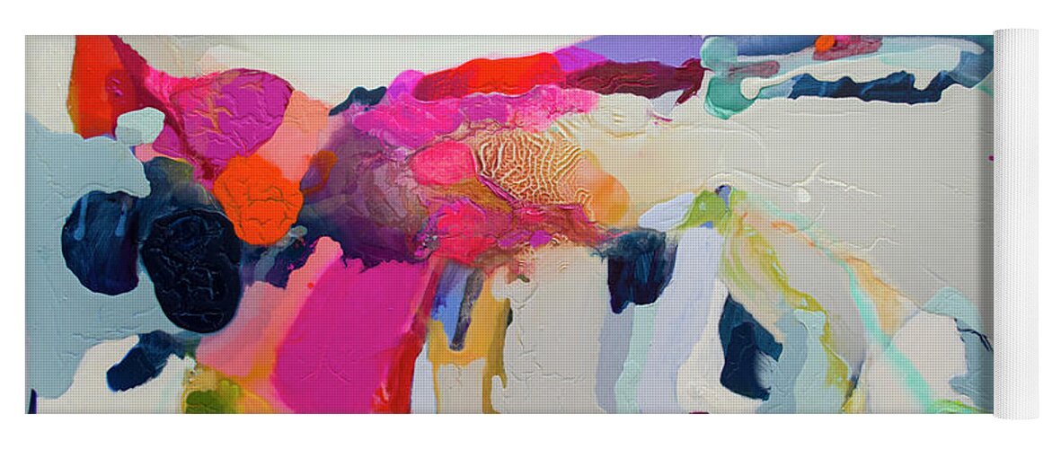 Abstract Yoga Mat featuring the painting Reach In Reach Out by Claire Desjardins
