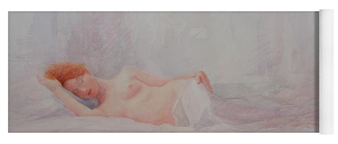 Reclining Nude Yoga Mat featuring the painting Reclining Nude 4 by David Ladmore