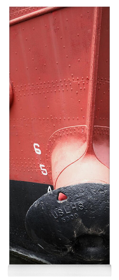 Ship Yoga Mat featuring the photograph Red and Black Prow by William Kuta