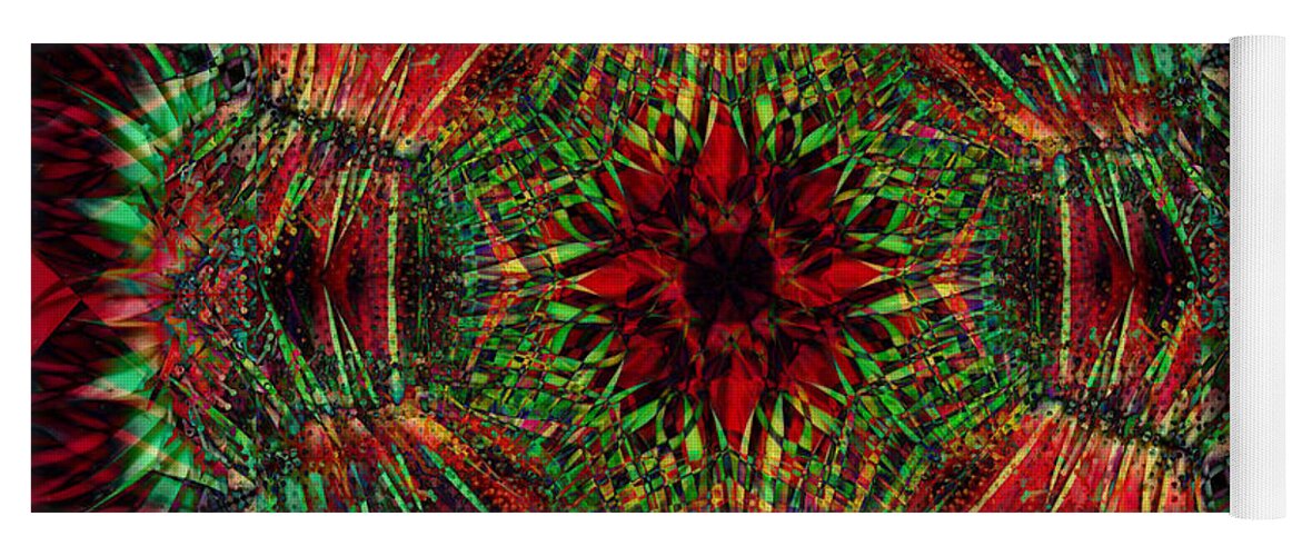 Abstract Yoga Mat featuring the digital art Red And Green by Ann Bridges