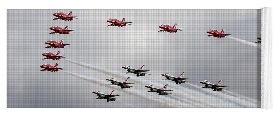 Red Arrows Yoga Mat featuring the digital art red Arrows with The Thunderbirds by Airpower Art