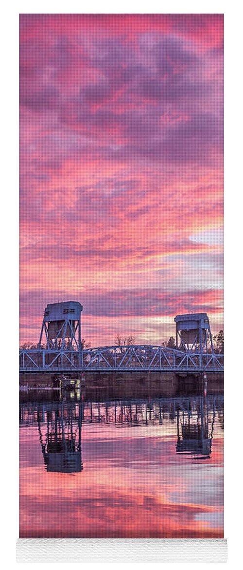 Lewiston Idaho Clarkston Washington Id Wa Lewis Clark Lc Valley Landscape Rivers Hill Snake Red Clouds Blue Bridge Vertical Yoga Mat featuring the photograph Red Clouds Vertical Shot by Brad Stinson