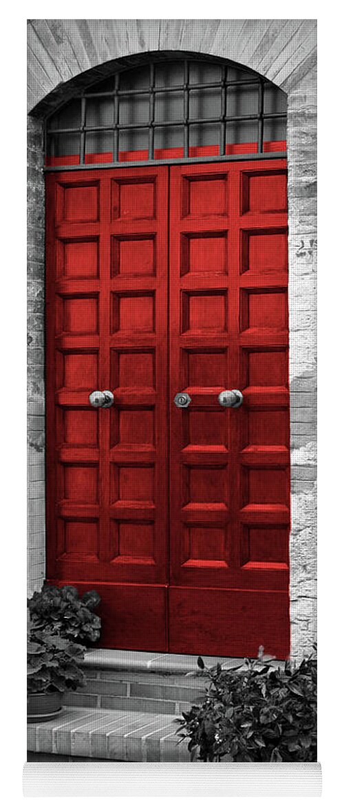 Door Yoga Mat featuring the photograph Red Door, Italy by Lily Malor
