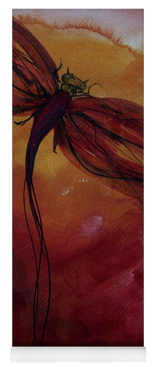 Paint Yoga Mat featuring the painting Red Dragonfly by Julie Lueders 