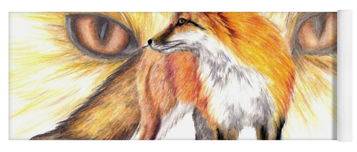 Fox Yoga Mat featuring the drawing Red Fox by Scarlett Royale