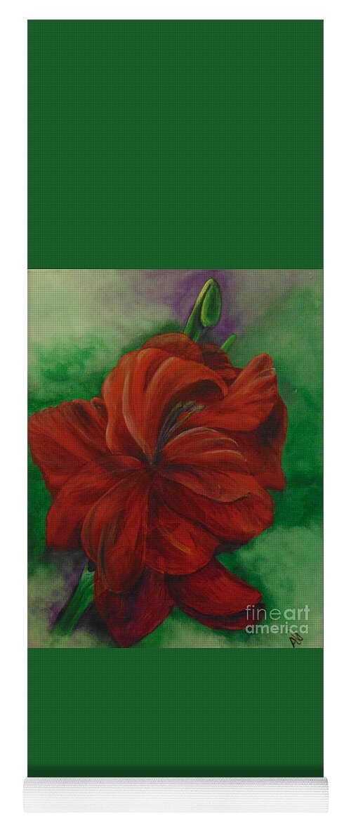 Floral Yoga Mat featuring the painting Red Gladiolus by Saundra Johnson