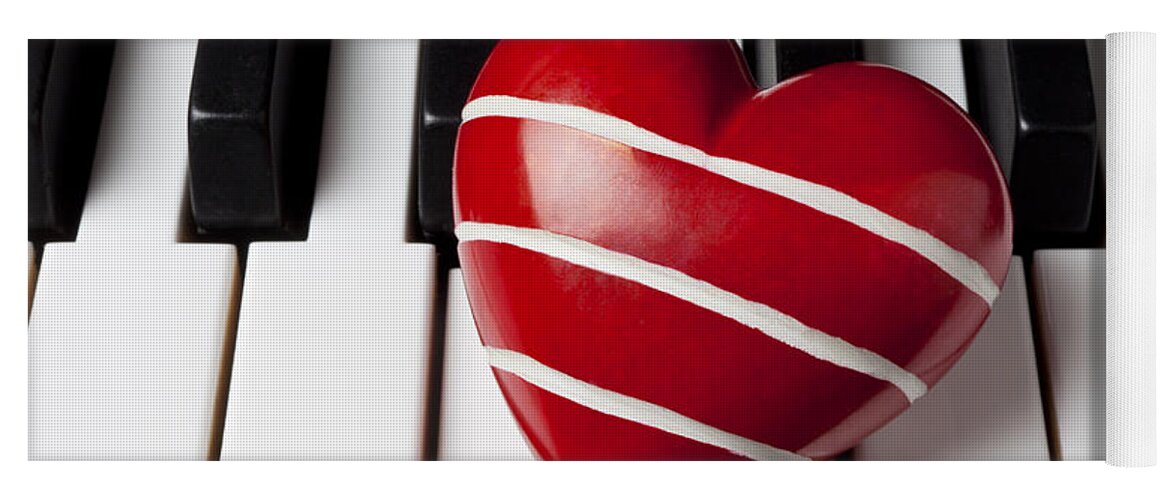 Red Yoga Mat featuring the photograph Red heart with stripes by Garry Gay