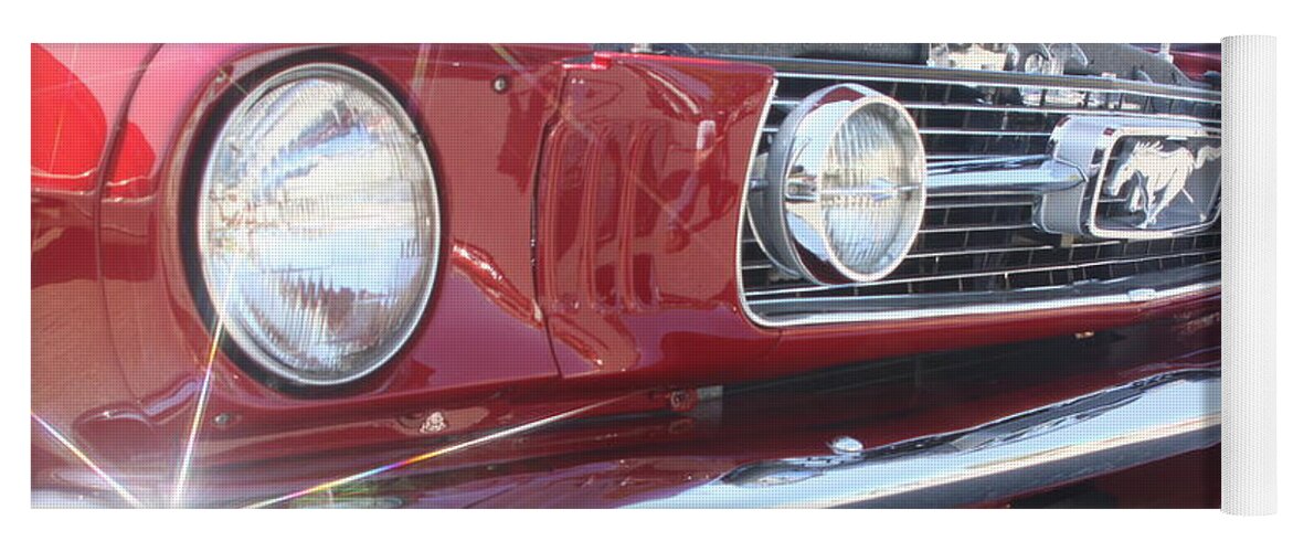 Red Yoga Mat featuring the photograph Red Hot Mustang by Jeff Floyd CA