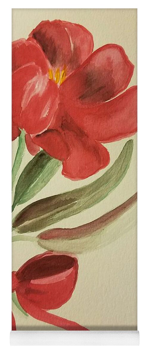 Red Lady Yoga Mat featuring the painting Red Lady by Maria Urso