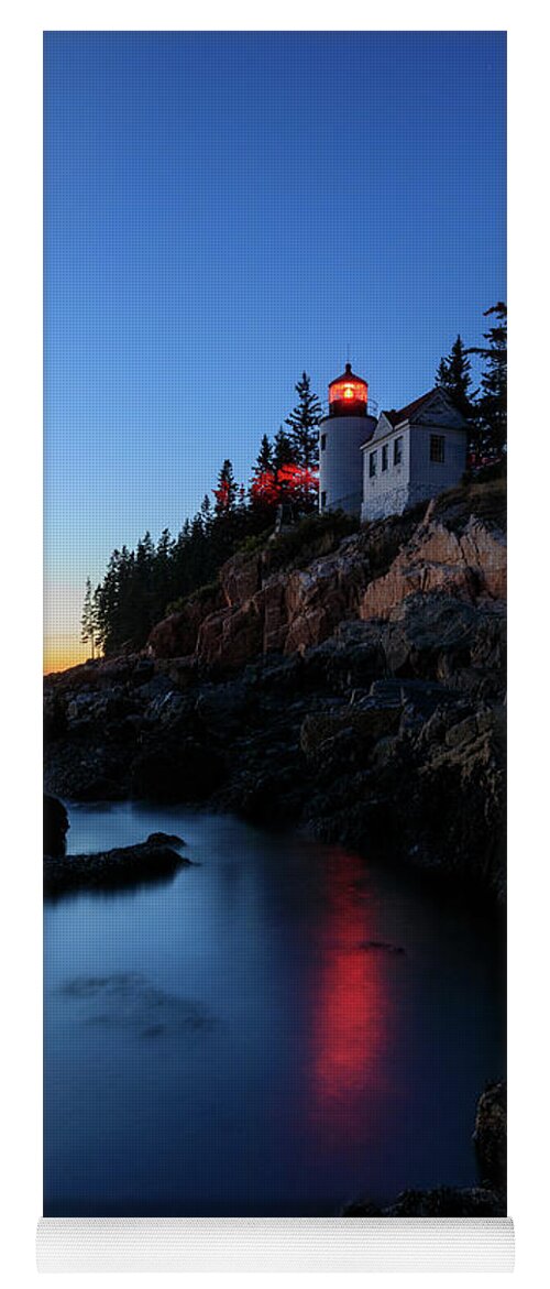 Bass Harbor Head Lighthouse Yoga Mat featuring the photograph Red Light by Rob Davies