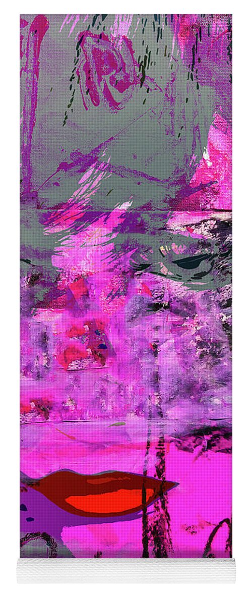 Woman Yoga Mat featuring the digital art Red lips and pink by Gabi Hampe
