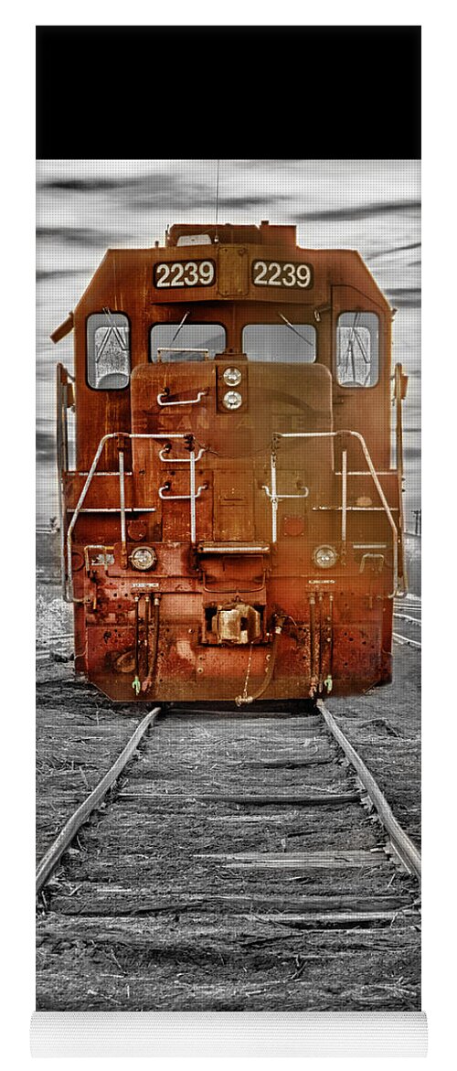 Railroad Yoga Mat featuring the photograph Red Locomotive by James BO Insogna