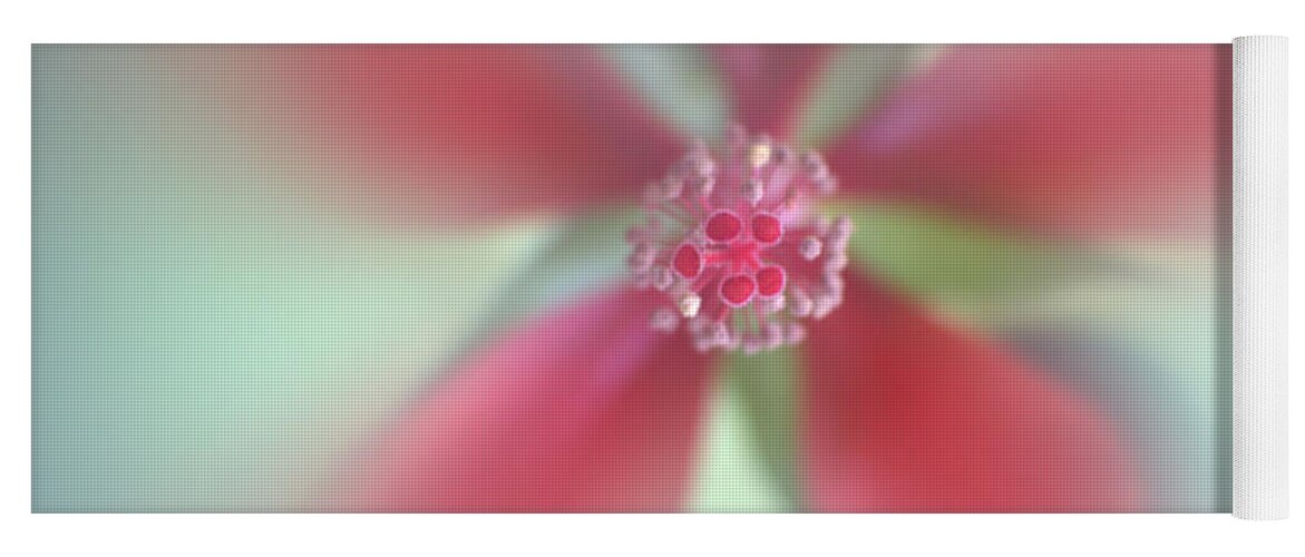 Abstract Yoga Mat featuring the photograph Red Macro Floral Art by Ella Kaye Dickey