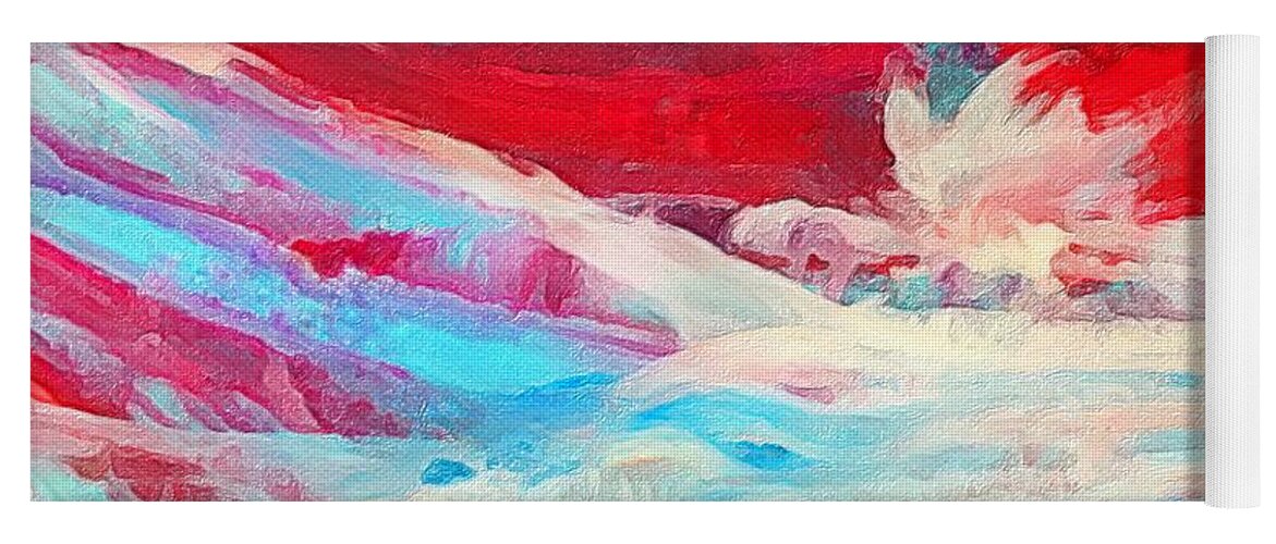 Vibrant Colors Yoga Mat featuring the painting Red Ocean abstract by Anne Sands